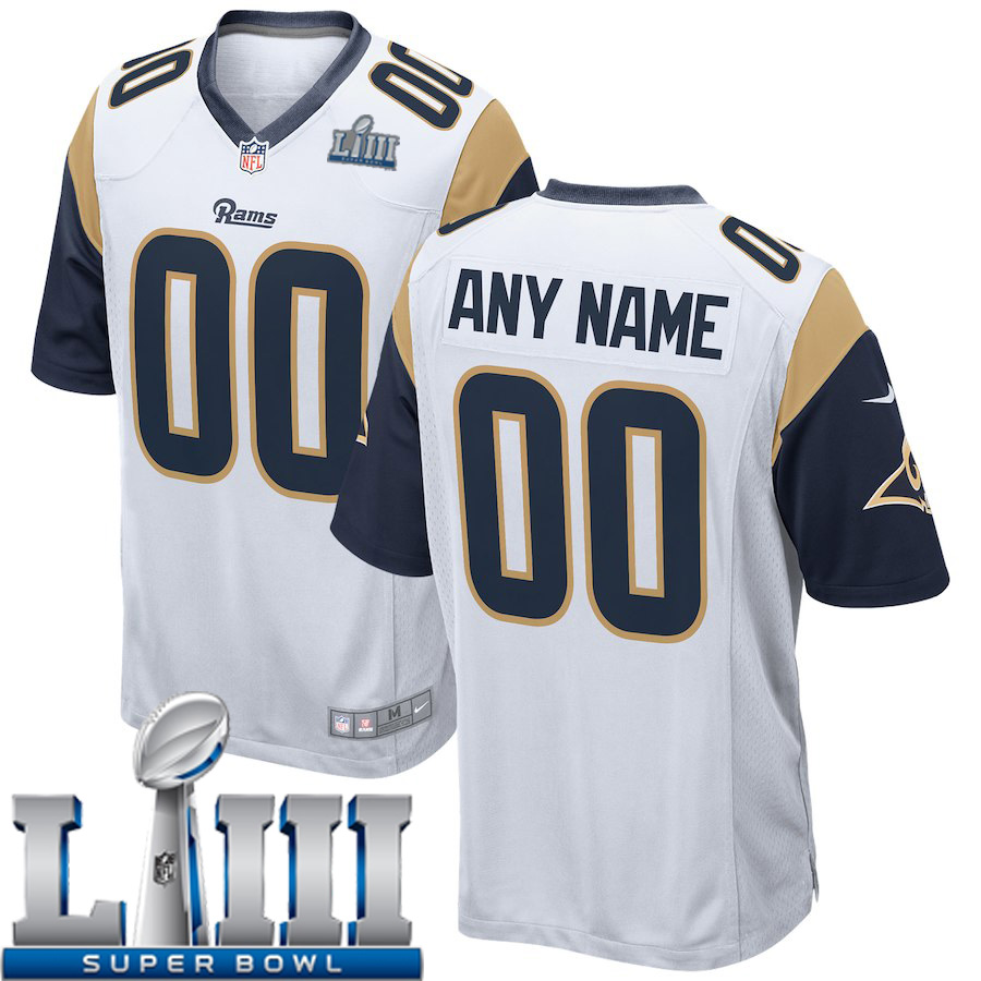 Custom Men Los Angeles Rams Nike White 2019 Super Bowl LIII NFL NFL Game Jersey->los angeles rams->NFL Jersey